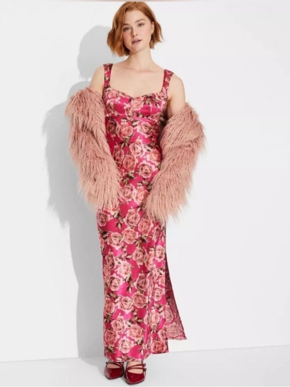 wild fable Pink Floral Roses Maxi Prom Dress Wedding Party Gown size xl